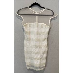 Dress the Population Sheer Mesh Striped Sequin Bodycon Dress Size Medium